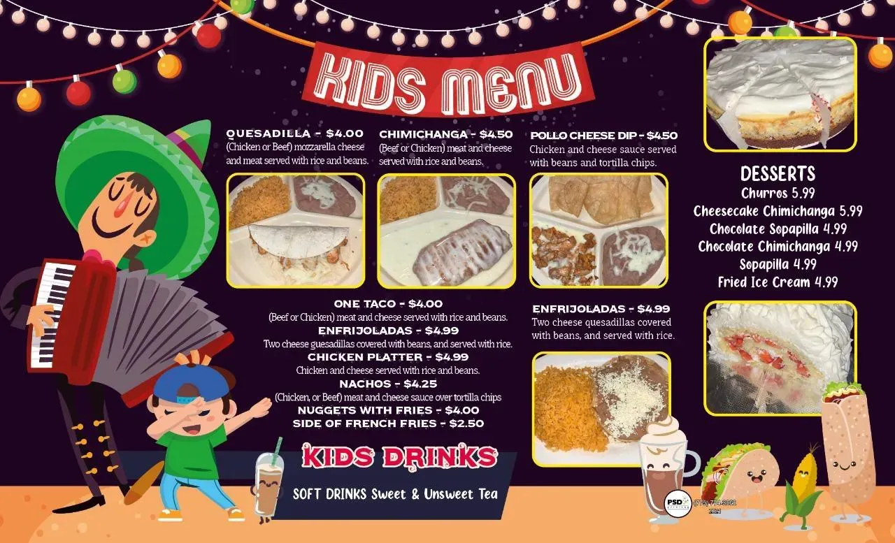 kids menu items